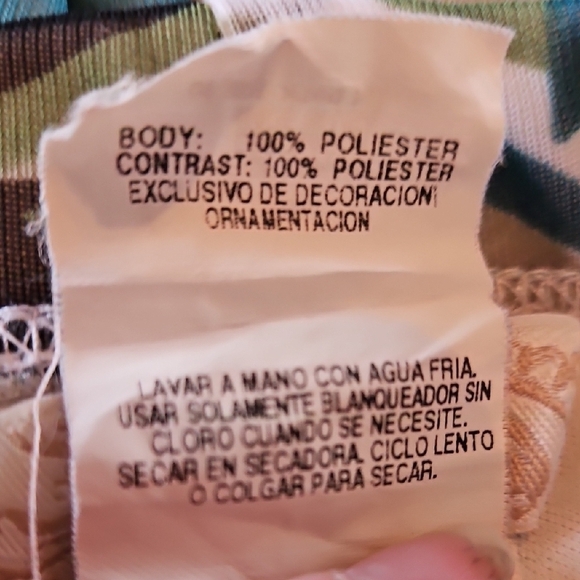 Tropical Print Halter Dress, White, Blue, & Green. Sz Sm. - Picture 7 of 8